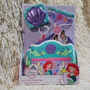 Disney My First Ariel Doll Diaper Bag & Changing Pad Set - Purple and Green